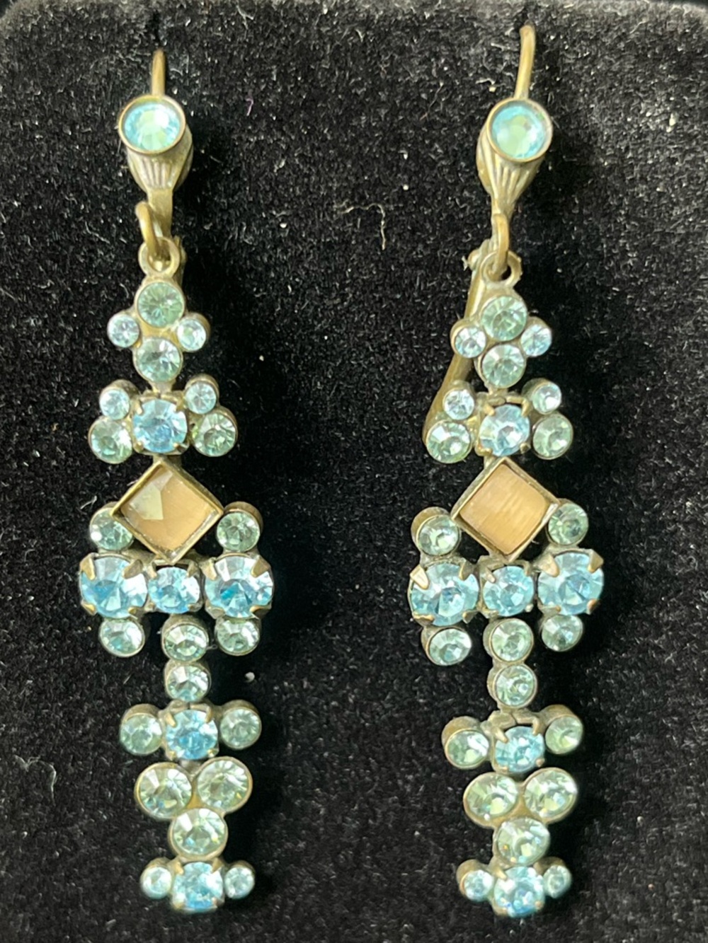 1681 Sorrelli Vintage Aqua Crystal Drop Dangle Earrings